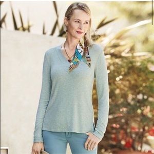 CAbi 5192 laidback tee in heathered sea glass green small